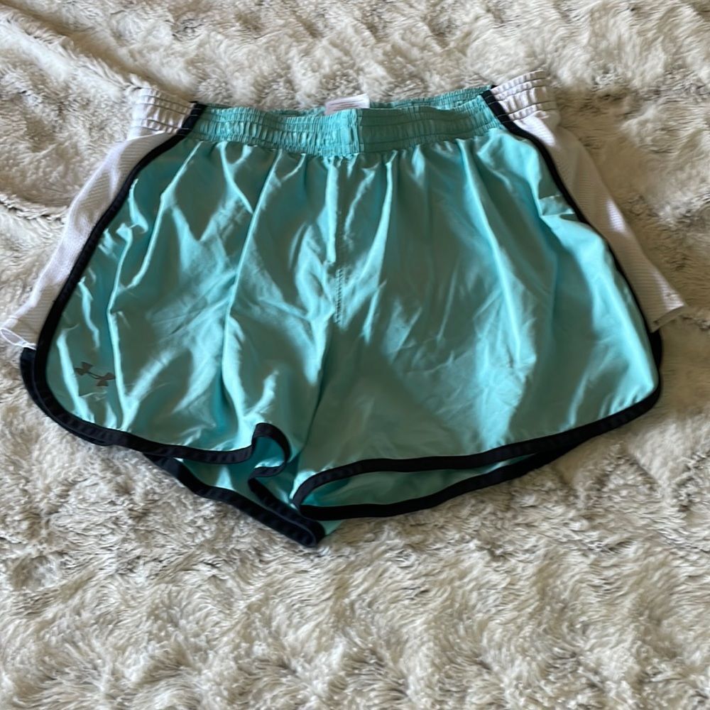 Under Armour running shorts light blue teal white size small s